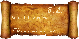 Becsei Lizandra névjegykártya